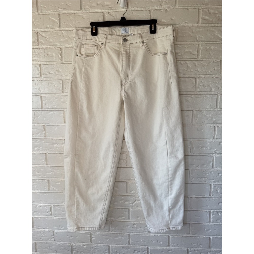 TIME & TRU Ivory High RISE BARREL LEG COTTON BLEND JEANS - SZ 16